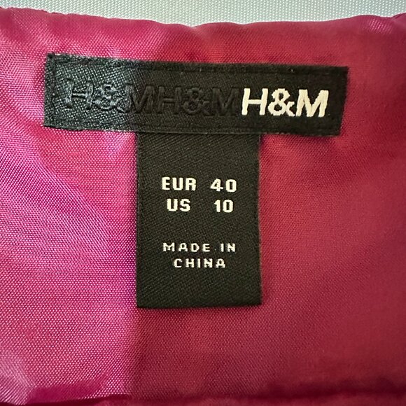 H&M Raspberry Spaghetti Strap Pleated Dress, Size 10 - Picture 13 of 16